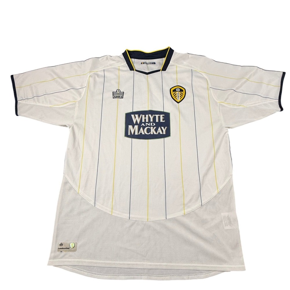 Admiral Leeds United Soccer Jersey Mens Large White Good 2004-05 Whyte & Mackay